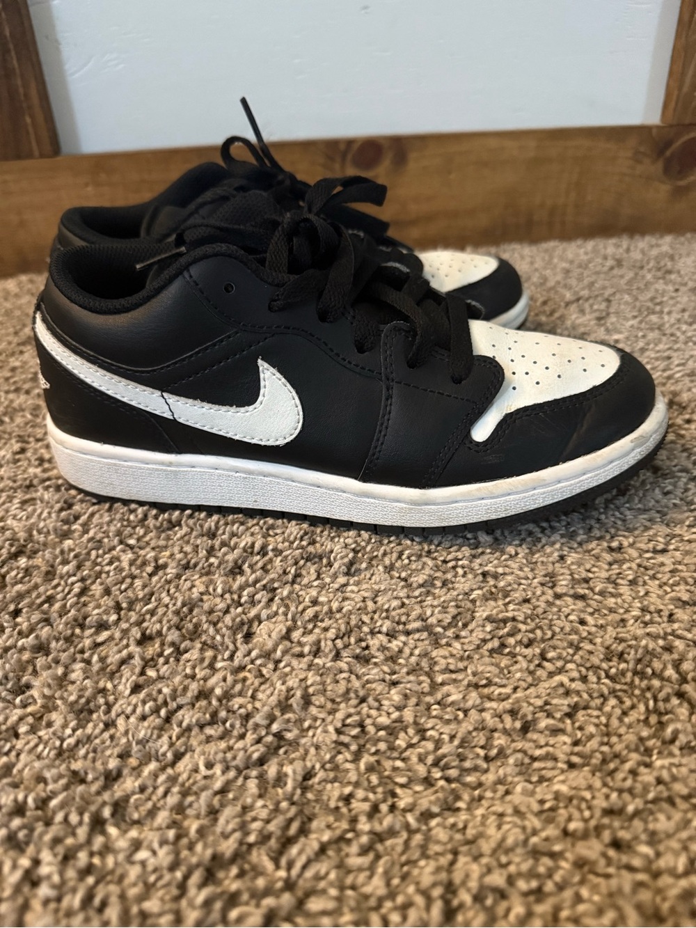 Jordan Kids' Black and White Low-Top Sneakers